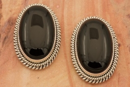 Artie Yellowhorse Genuine Black Onyx Sterling Silver Post Earrings